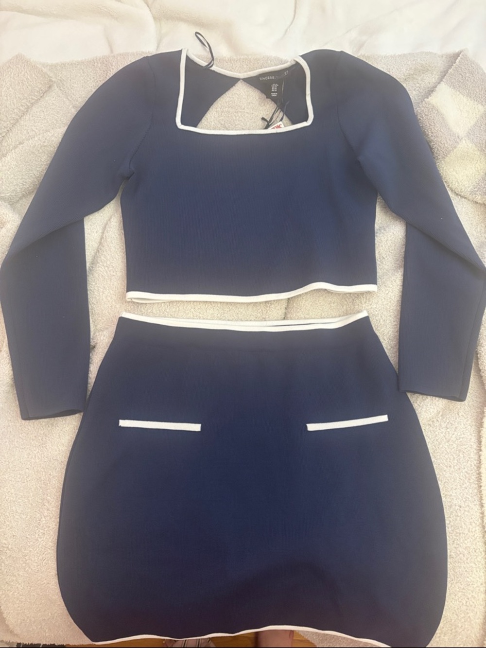 Sincerely Jules Navy Two-Piece Set with White Trim